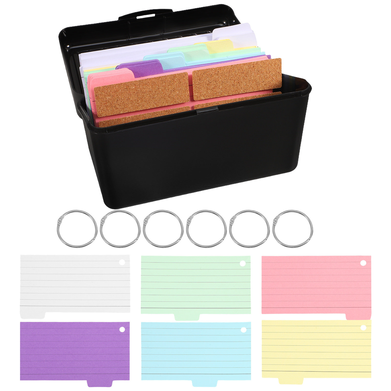 Card Index Box - 1Set Kotak Penyimpanan Kartu Indeks Hitam