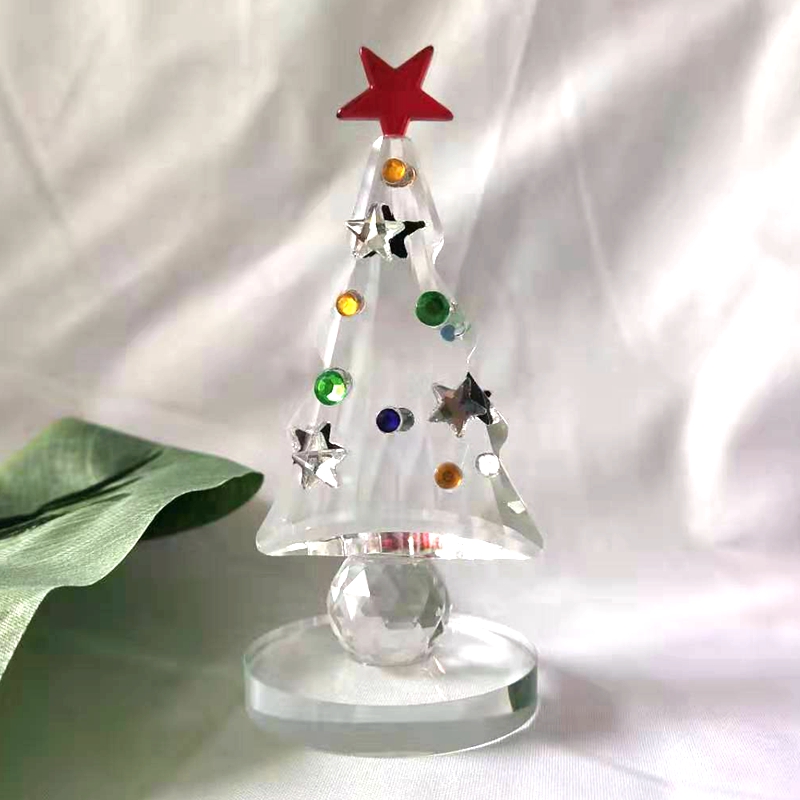Paper Weight Crystal - Patung Pohon Natal Kristal Koleksi Pemberat